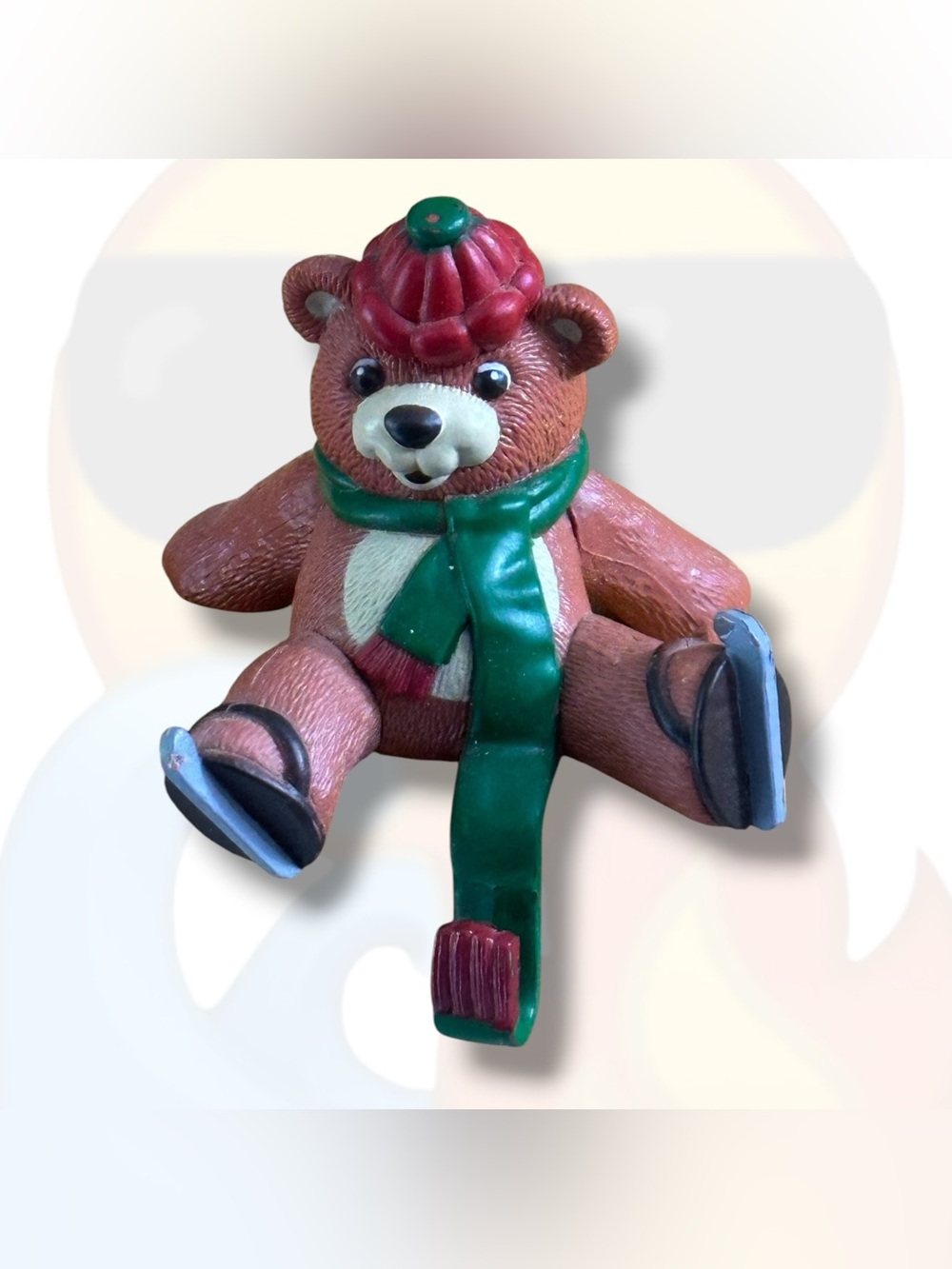 Vintage Ice Skating Teddy Bear Stocking Holder
